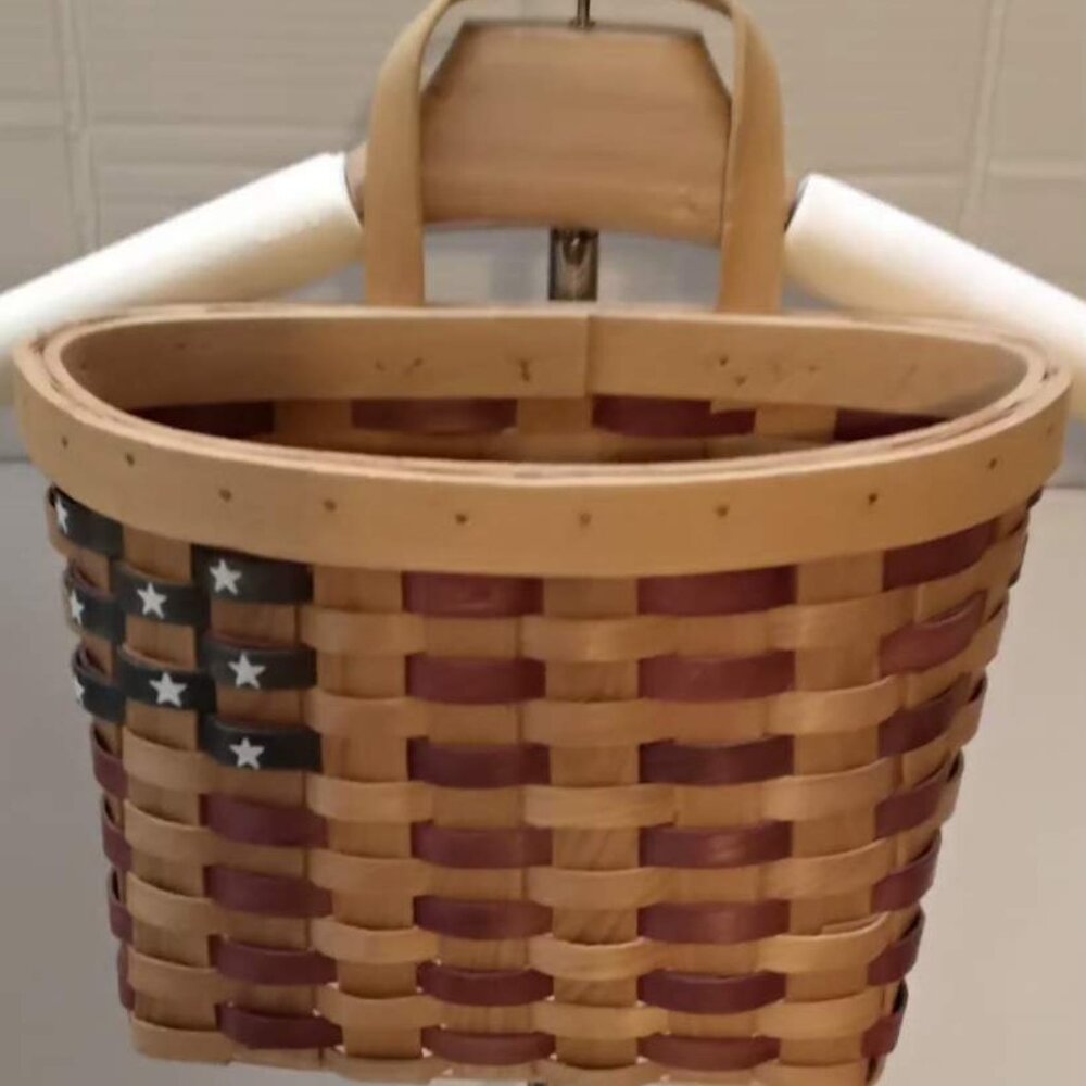 Patriotic Rattan Wood Mail Basket